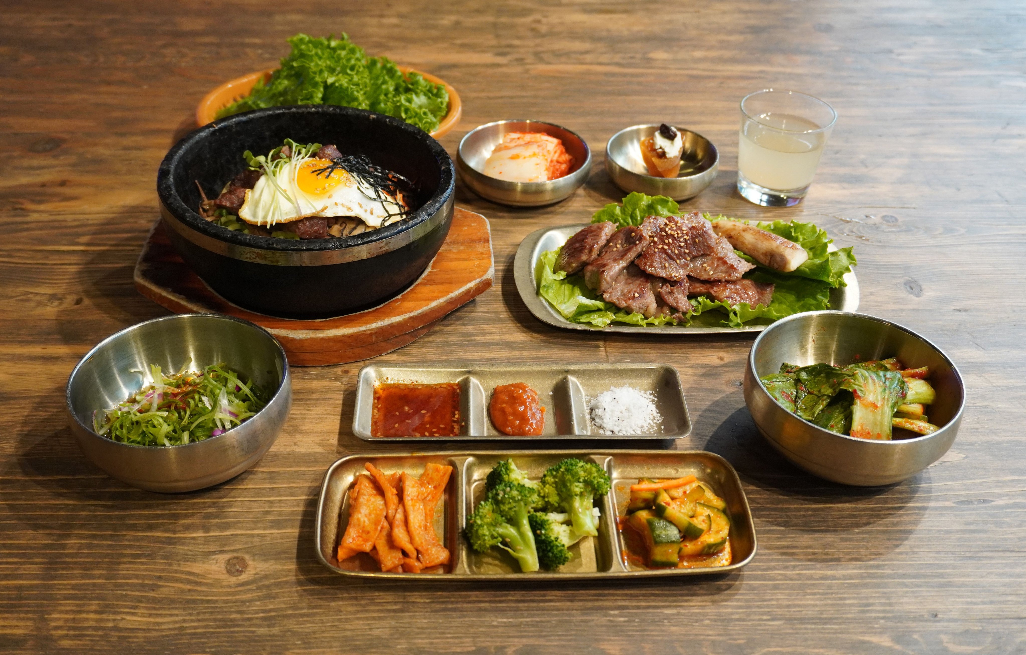 Group dining spread